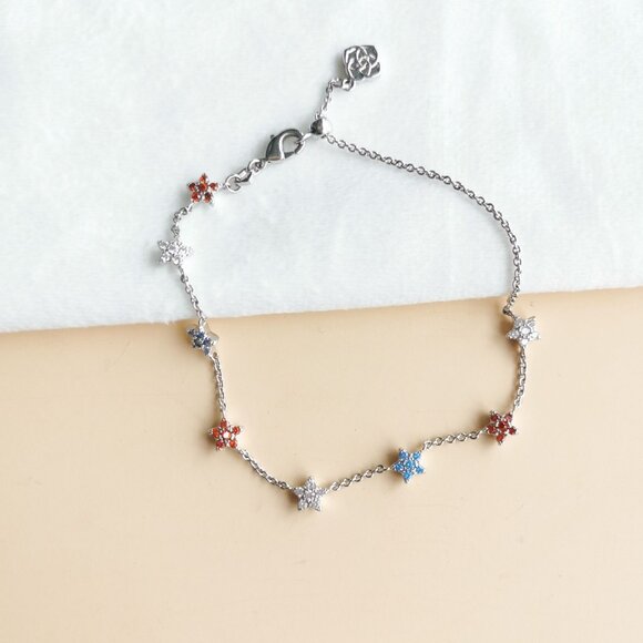 NEW Kendra Scott Sierra Star Silver Crystal Chain Bracelet - Picture 1 of 3